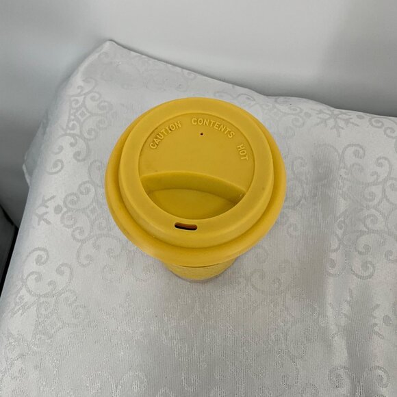 Temptations Old World 16oz Travel Mug Lid Yellow Floral Design - Picture 3 of 6